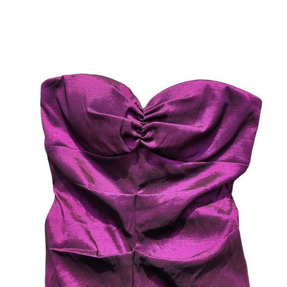 Vintage 80's Xscape Gown Strapless Gathered Mermaid Fishtail Goth Punk Purple XS - Picture 5 of 17